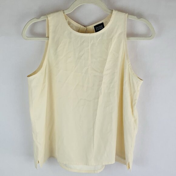 Eileen Fisher Silk Tank Top Size Small Cream Bone Ivory Lagenlook Office Minimal - Picture 1 of 9